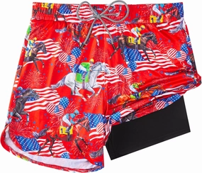 Mens Swim Trunks with Compression Liner 5.5" Board Shorts with Zipper Pockets 2 in 1 Quick Dry Bathing Suits
