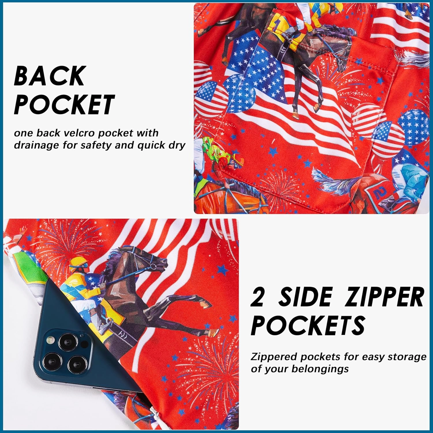 Mens Swim Trunks with Compression Liner 5.5" Board Shorts with Zipper Pockets 2 in 1 Quick Dry Bathing Suits