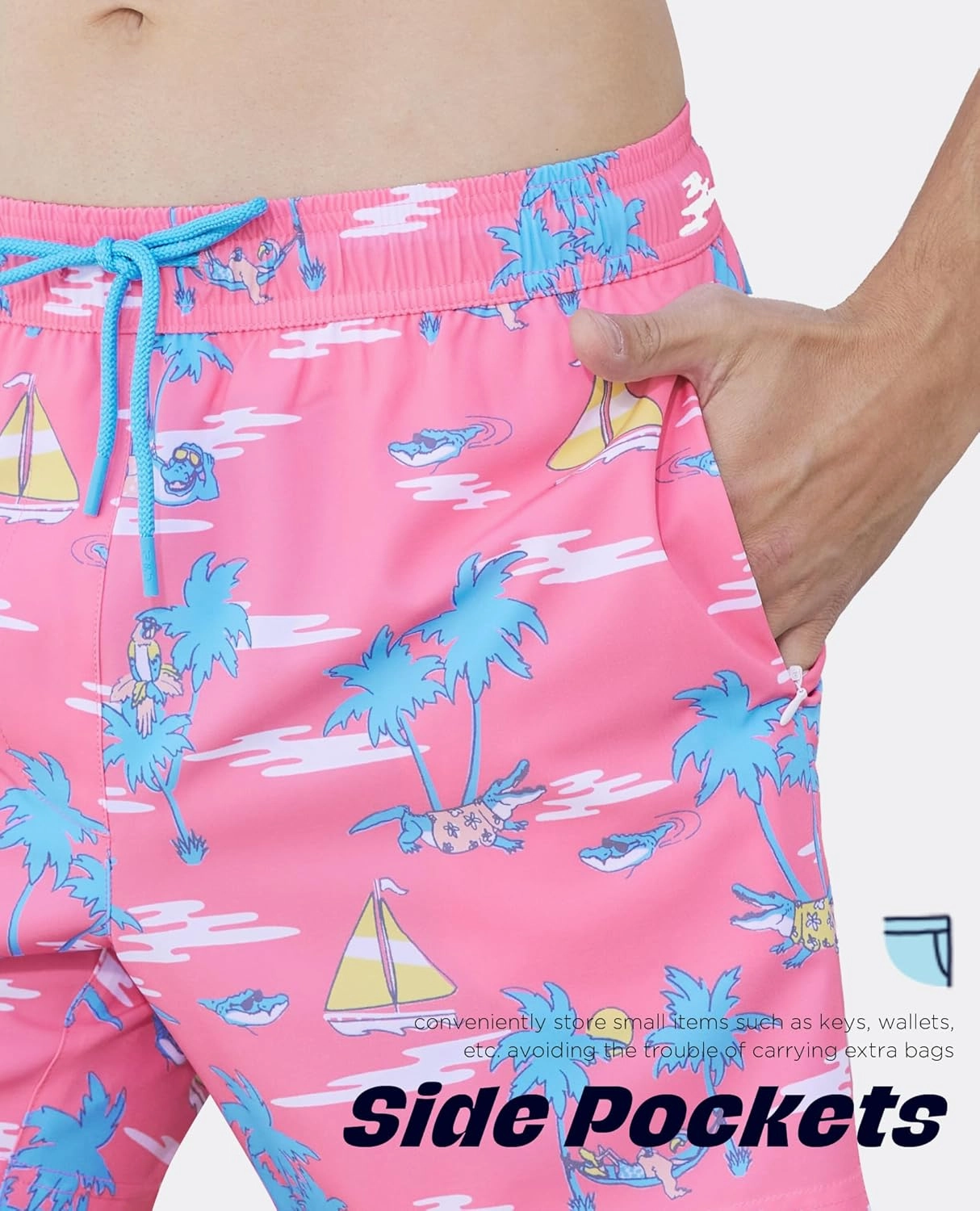Mens Swim Trunks with Compression Liner 5 Inch Inseam Swimming Trunks Board Shorts for Men Bathing Suit