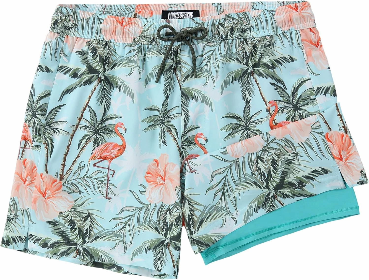 Mens Swim Trunks with Compression Liner 5 Inch Inseam Swimming Trunks Board Shorts for Men Bathing Suit