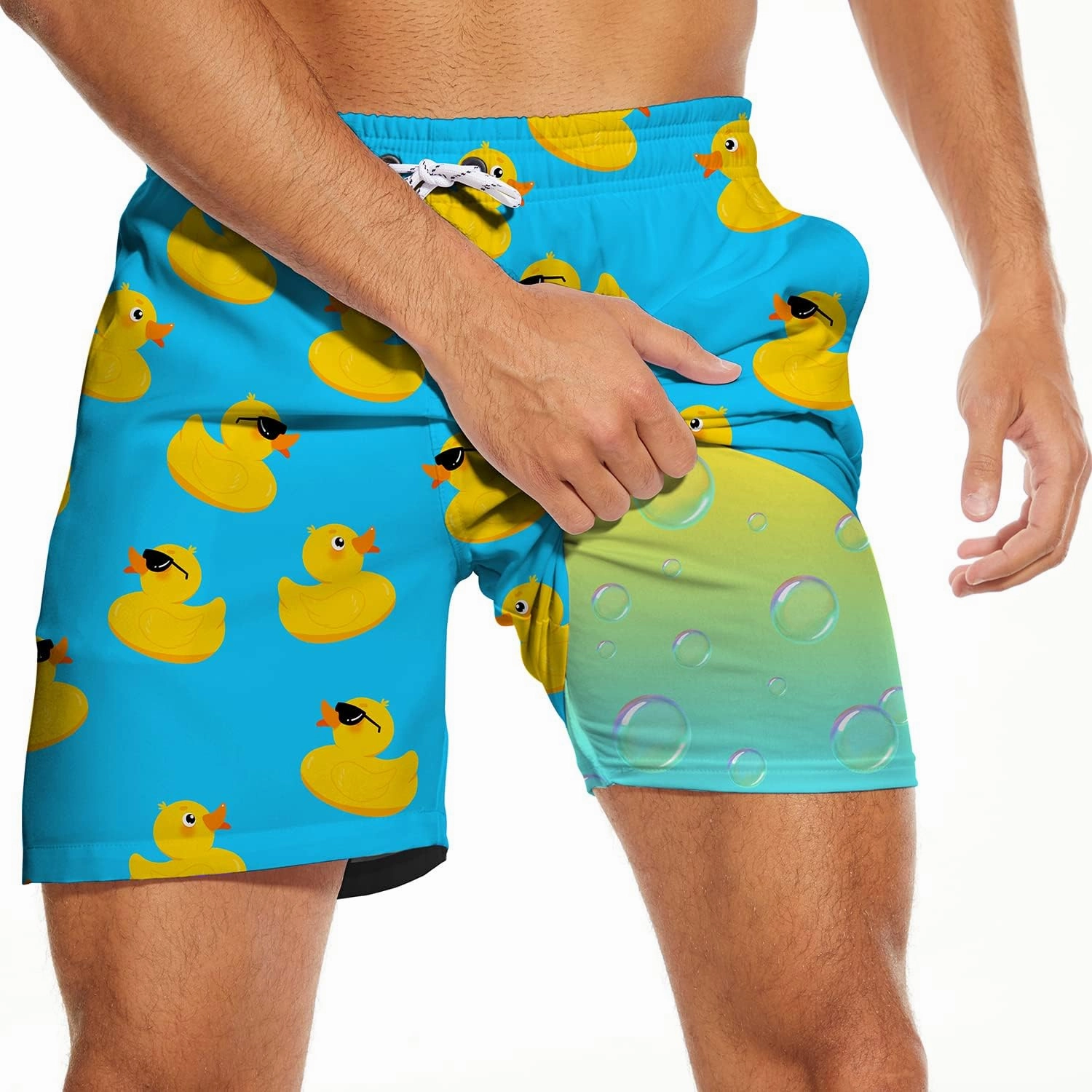 Mens Swim Trunks with Compression Liner 5 Inseam Quick Dry Swimwear Bathing Suit Swimming Board Shorts with 4 Pocket