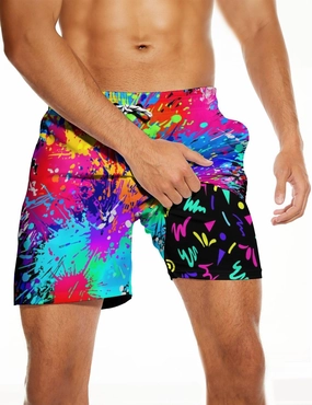 Mens Swim Trunks with Compression Liner 5 Inseam Quick Dry Swimwear Bathing Suit Swimming Board Shorts with 4 Pocket