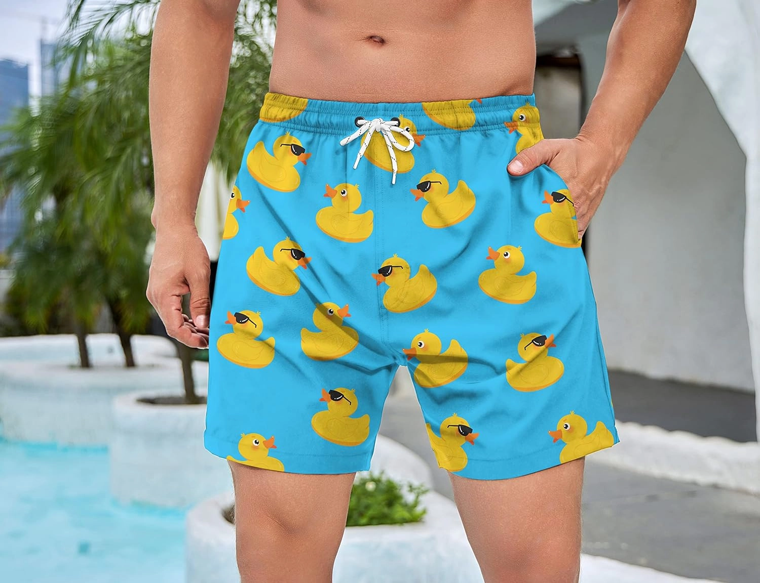 Mens Swim Trunks with Compression Liner 5 Inseam Quick Dry Swimwear Bathing Suit Swimming Board Shorts with 4 Pocket
