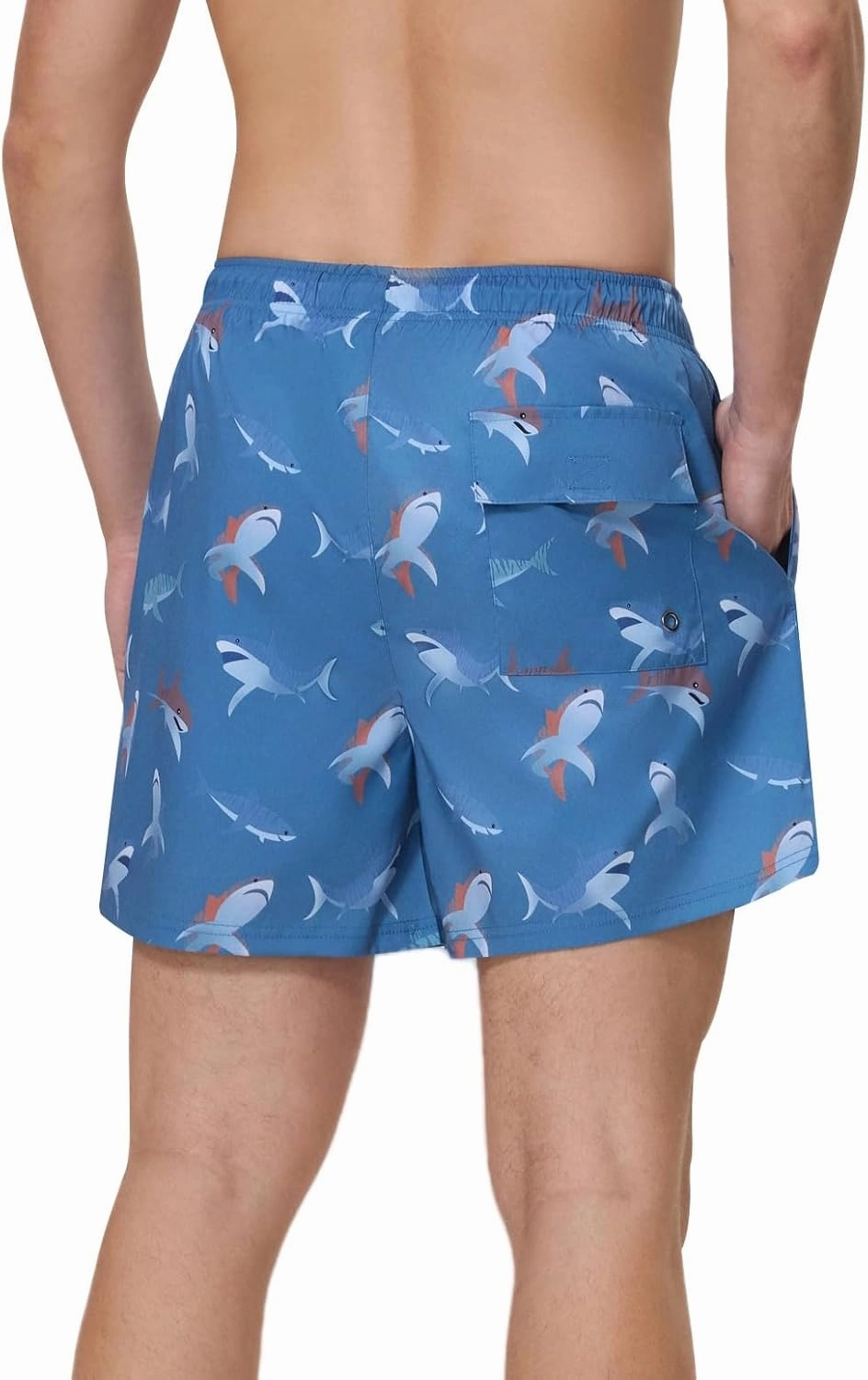 Mens Swim Trunks with Compression Liner 5" Stretch Beach Shorts 2 in 1 Quick Dry with Zipper Pockets Board Shorts