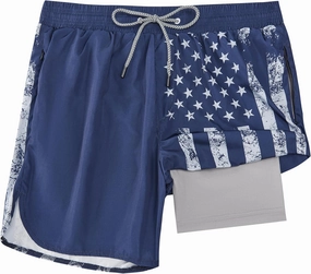 Mens Swim Trunks with Compression Liner 5" Stretch Board Shorts Quick Dry Zipper Pockets 2 in 1 Mens Bathing Suits