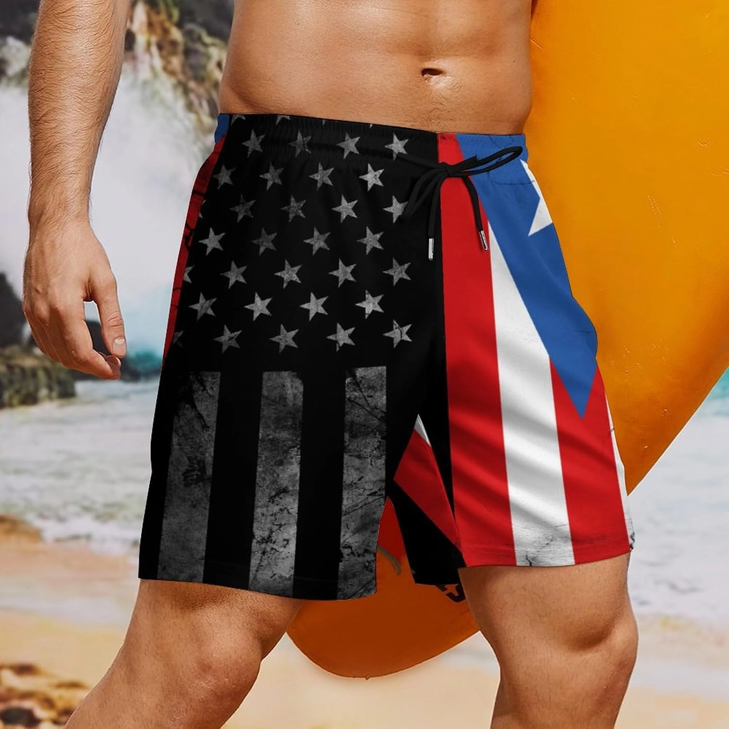 Mens Swim Trunks with Compression Liner 9 Inch Inseam Quick Dry Board Shorts