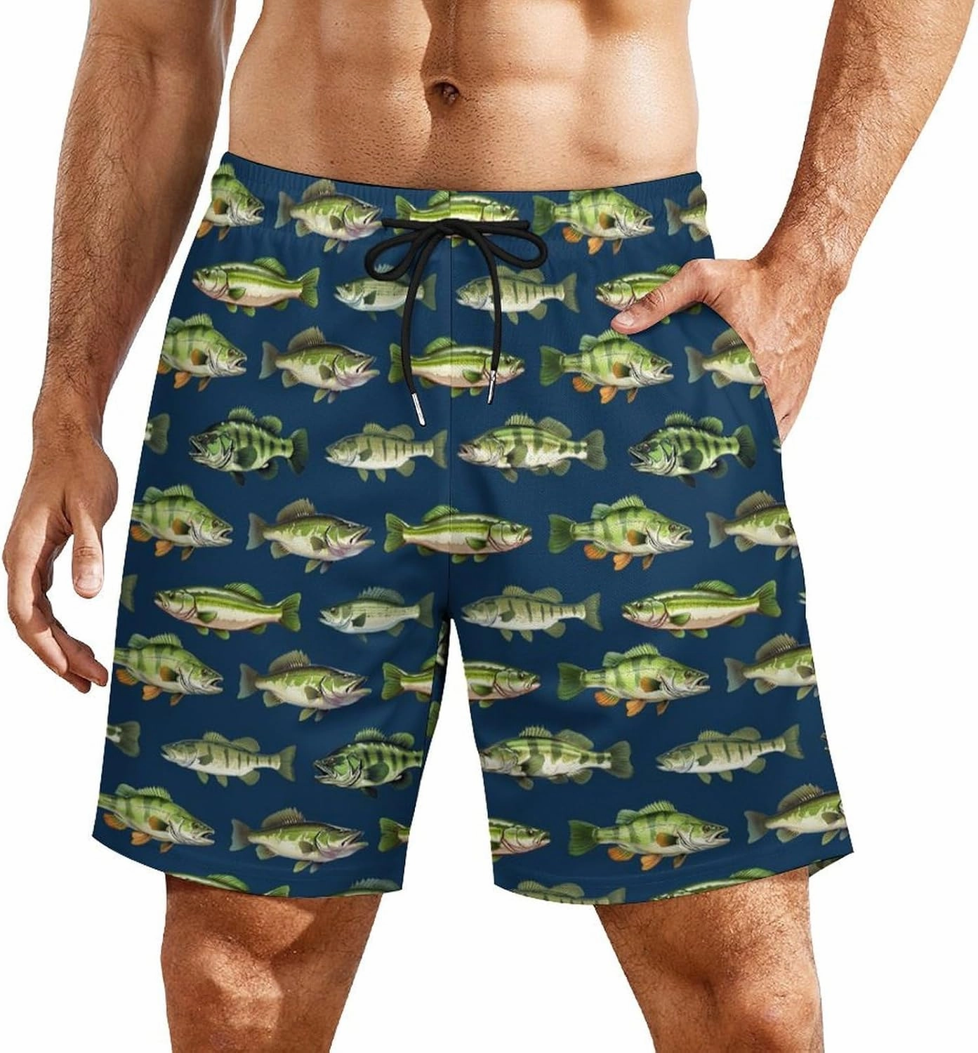 Mens Swim Trunks with Compression Liner 9 Inch Inseam Quick Dry Board Shorts