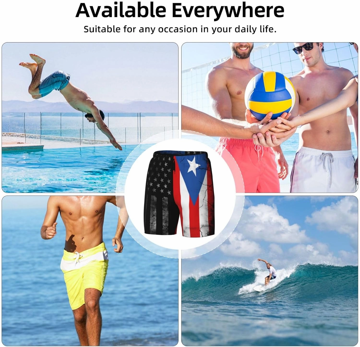 Mens Swim Trunks with Compression Liner 9 Inch Inseam Quick Dry Board Shorts