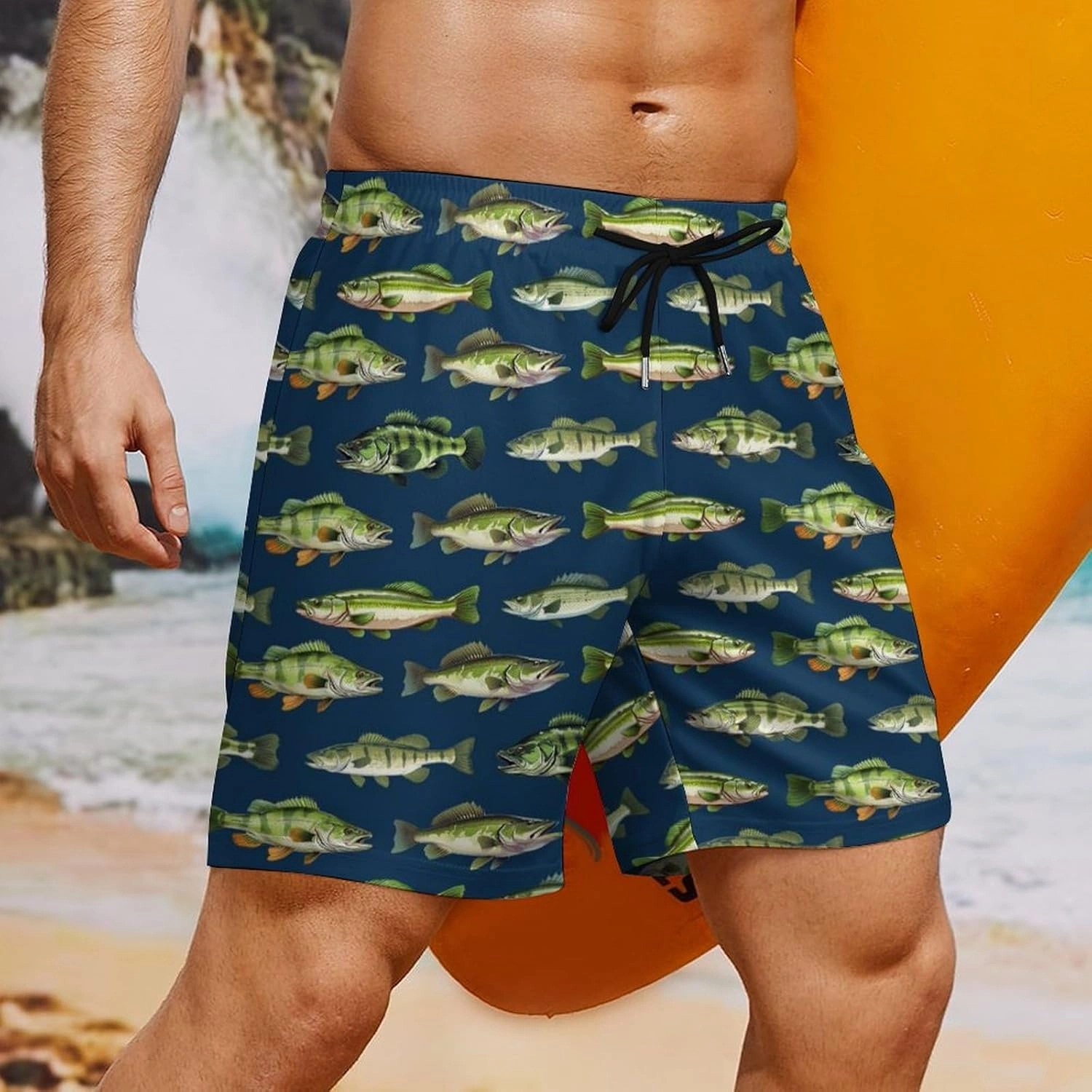 Mens Swim Trunks with Compression Liner 9 Inch Inseam Quick Dry Board Shorts