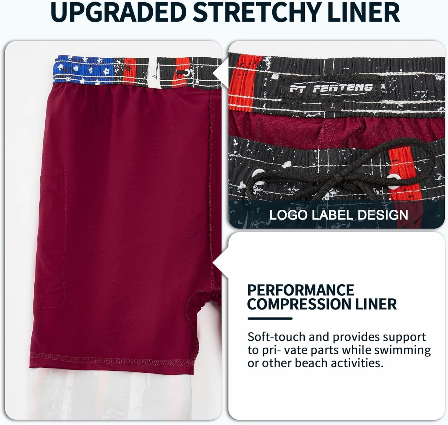 Mens Swim Trunks with Compression Liner 9" Built-in Board Shorts 2 in 1 Quick Dry Bathing Suits with Zipper Pockets