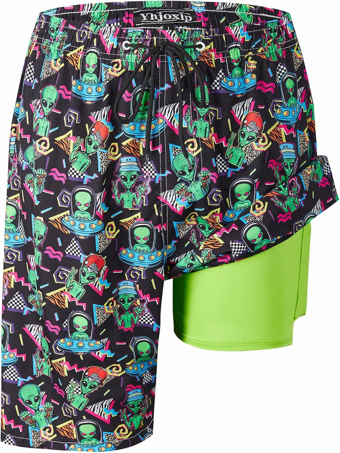 Mens Swim Trunks with Compression Liner 9" Stretch Board Shorts 2 in 1 Quick Dry Swimsuits Bathing Suits