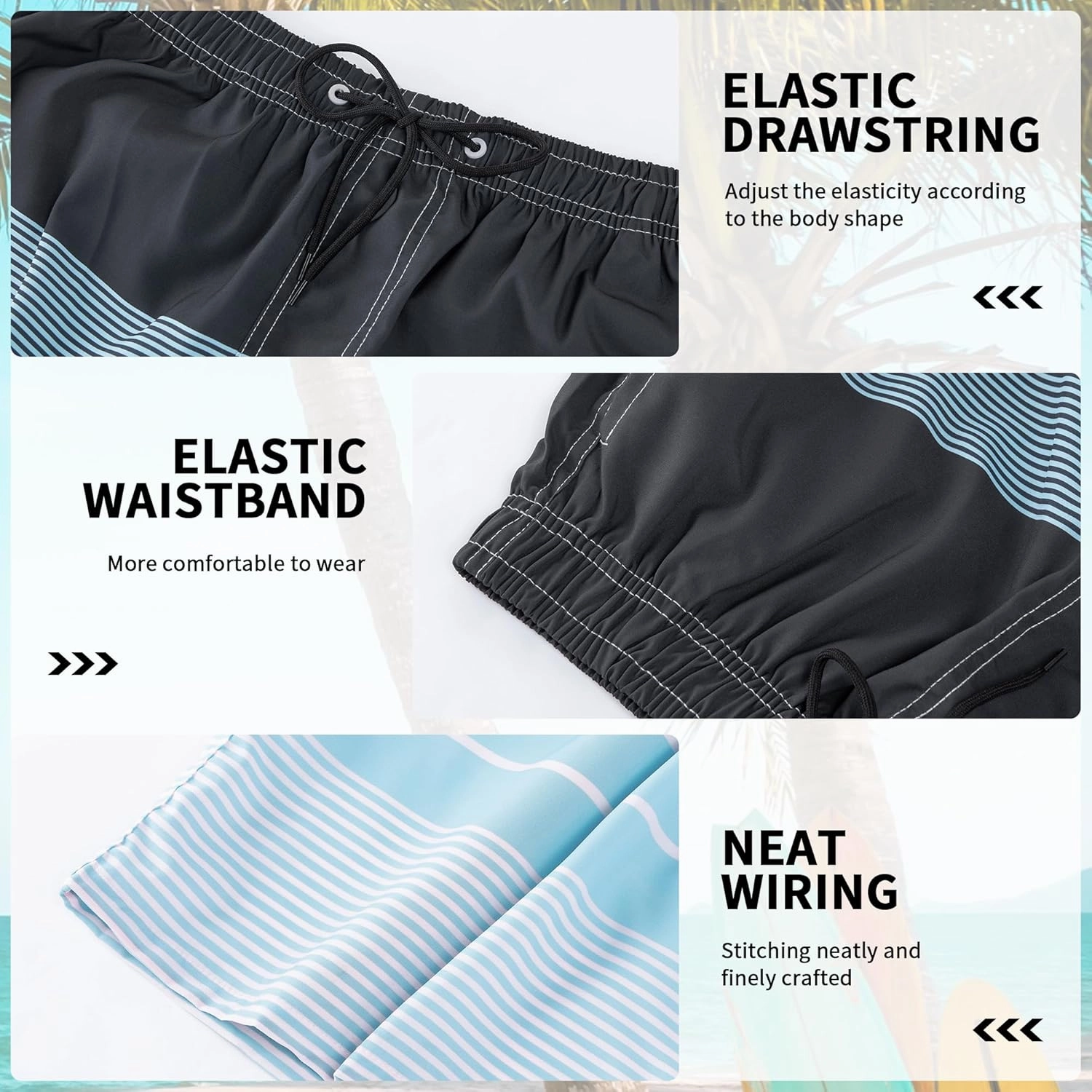Mens Swim Trunks with Compression Liner 9" Stretch Board Shorts 2 in 1 Quick Dry Swimwear Bathing Suits