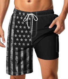 Mens Swim Trunks with Compression Liner 9" Swim Trunks Quick Dry Surfing Beach Shorts Hawaii Sports Shorts
