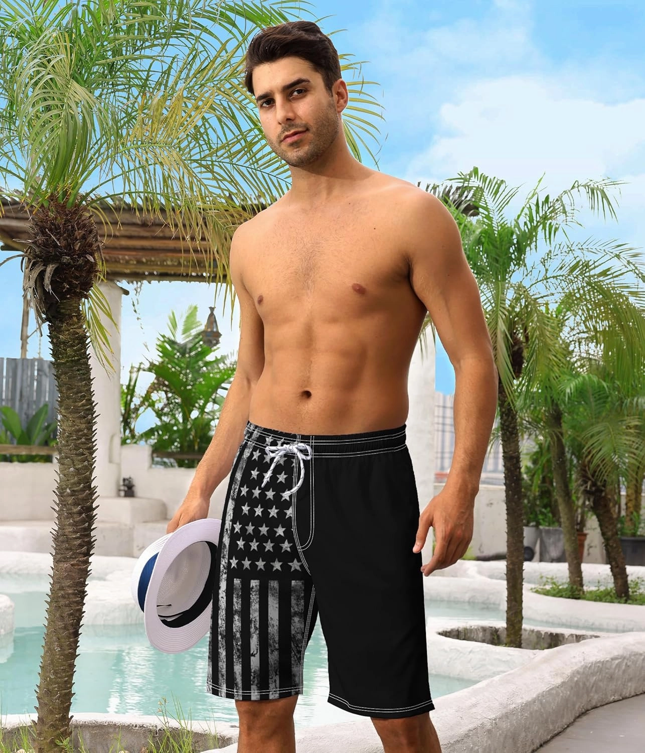 Mens Swim Trunks with Compression Liner 9" Swim Trunks Quick Dry Surfing Beach Shorts Hawaii Sports Shorts