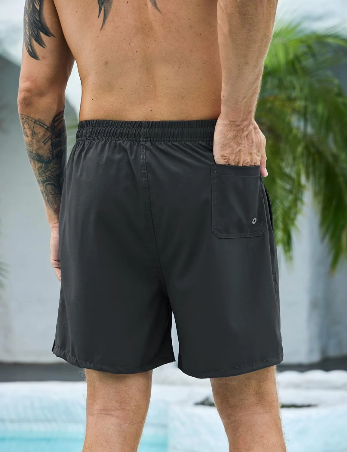 Mens Swim Trunks with Compression Liner Bathing Suits 2 Pack Quick Dry Stretch Beach Shorts 7 inch Inseam Swimwear
