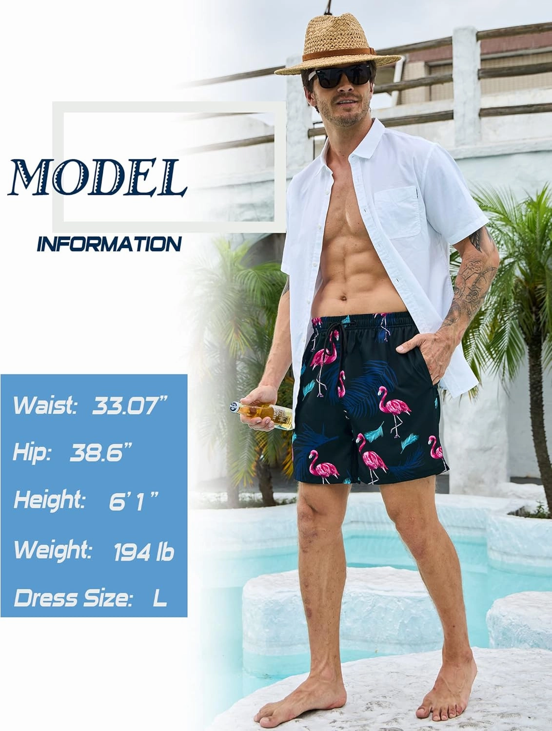 Mens Swim Trunks with Compression Liner Bathing Suits 2 Pack Quick Dry Stretch Beach Shorts 7 inch Inseam Swimwear