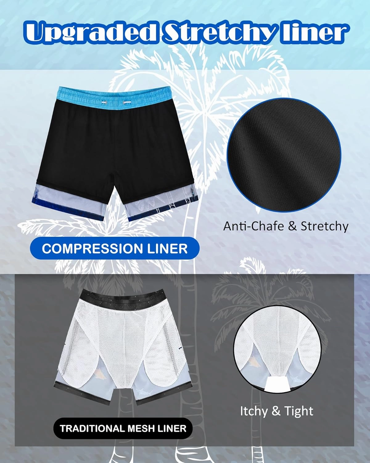 Mens Swim Trunks with Compression Liner Quick Dry Bathing Suits Board Beach Shorts Swim Shorts with Zipper Pocket