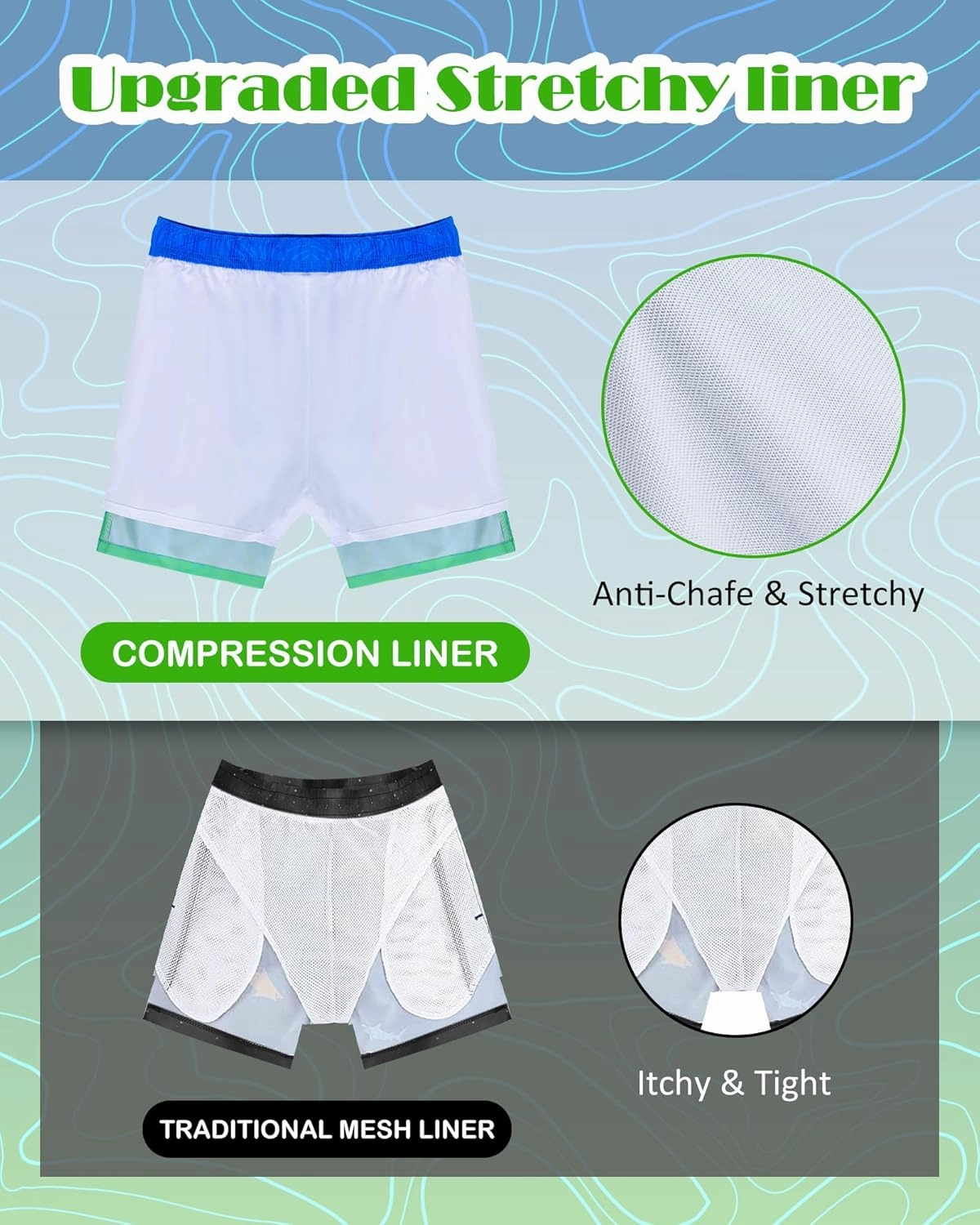 Mens Swim Trunks with Compression Liner Quick Dry Bathing Suits Board Beach Shorts Swim Shorts with Zipper Pocket