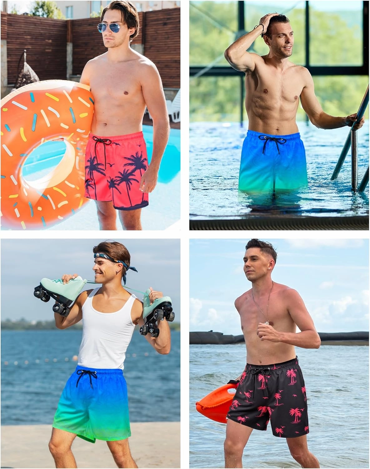 Mens Swim Trunks with Compression Liner Quick Dry Bathing Suits Board Beach Shorts Swim Shorts with Zipper Pocket