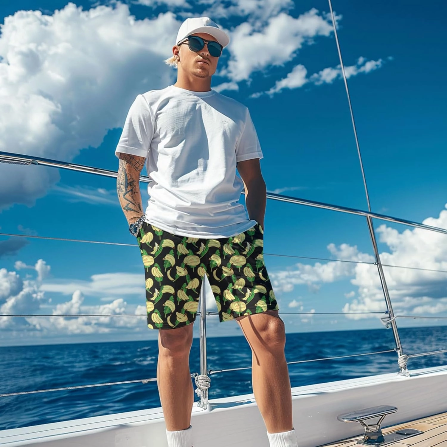 Mens Swim Trunks with Compression Liner Quick Dry Zipper Pocket Bathing