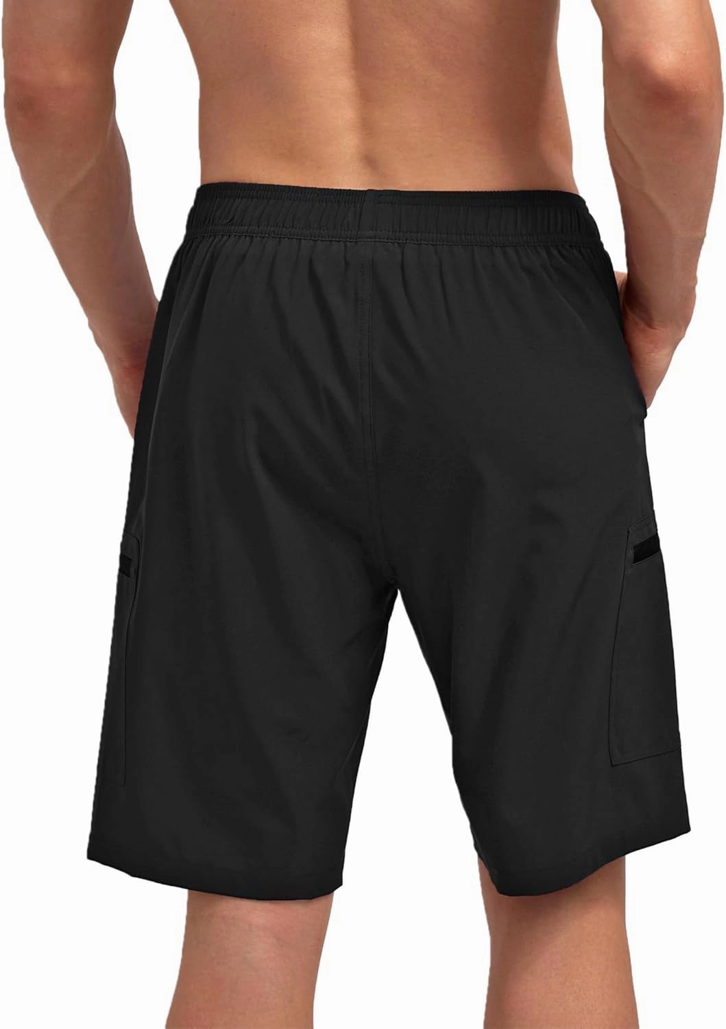 Mens Swim Trunks with Compression Liner Zipper Cargo Pockets Bathing Suit 9 Inch Quick-Dry Swimming Shorts