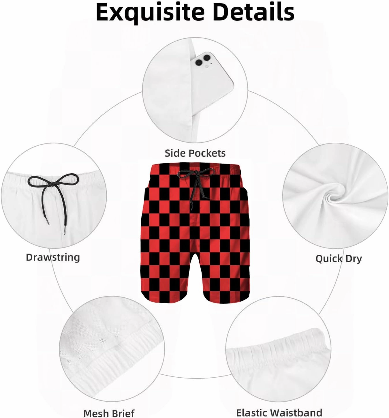 Mens Swim Trunks with Mesh Lining,Quick Dry Swimsuit Board Shorts Beach Pants Swimwear Bathing Suits