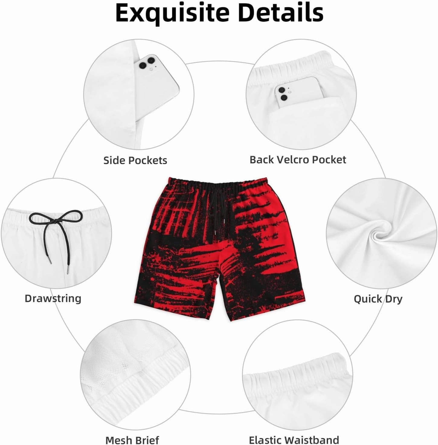 Mens Swim Trunks with Mesh Lining,Quick Dry Swimsuit Board Shorts Beach Pants Swimwear Bathing Suits