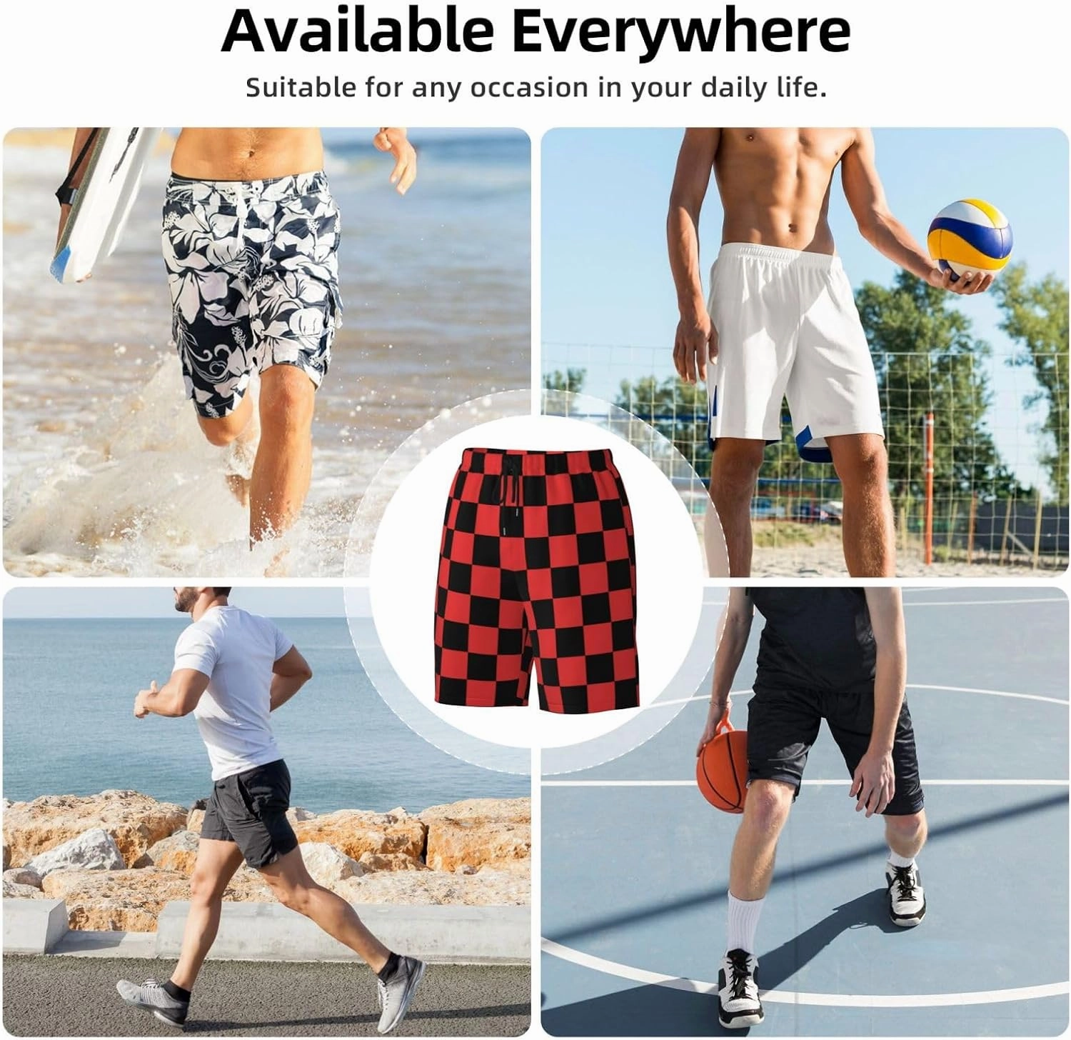 Mens Swim Trunks with Mesh Lining,Quick Dry Swimsuit Board Shorts Beach Pants Swimwear Bathing Suits