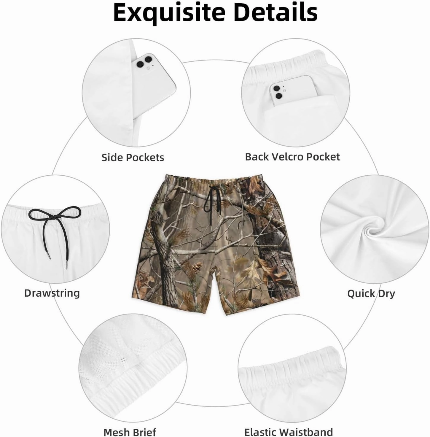 Mens Swim Trunks with Mesh Lining,Quick Dry Swimsuit Board Shorts Beach Pants Swimwear Bathing Suits