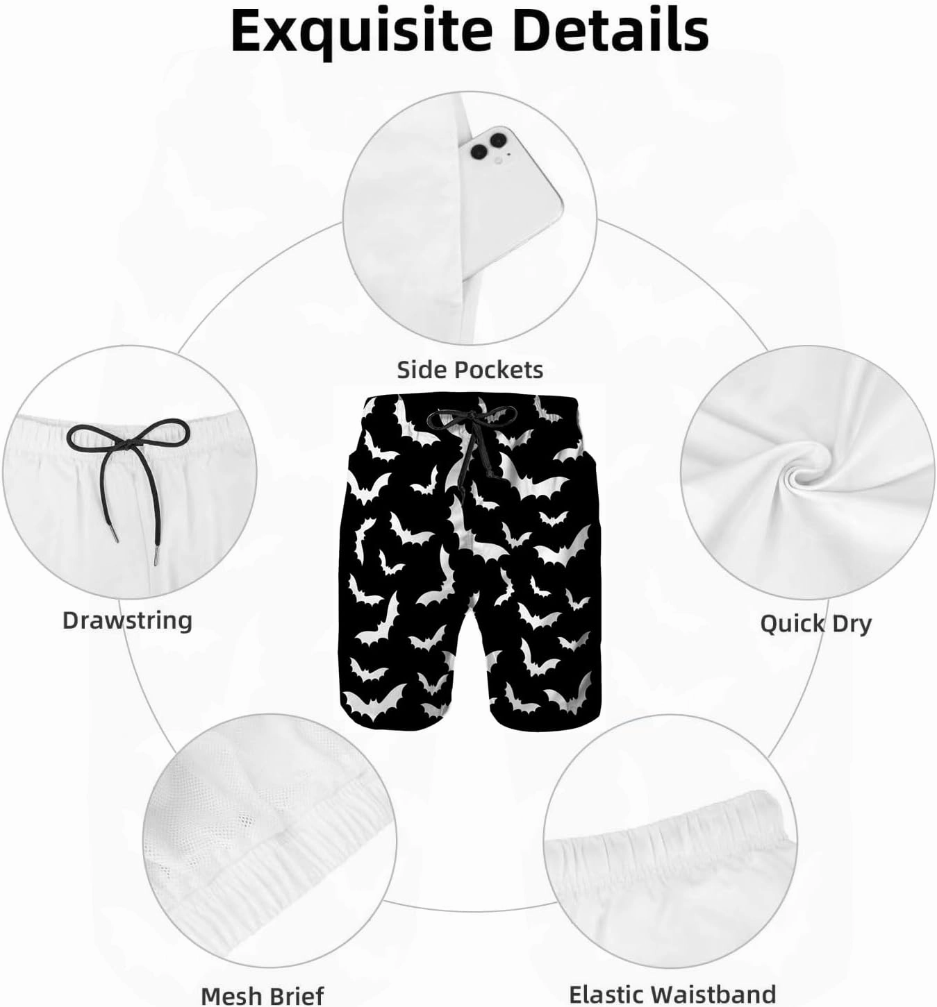 Mens Swim Trunks with Mesh Lining,Quick Dry Swimsuit Board Shorts Beach Pants Swimwear Bathing Suits