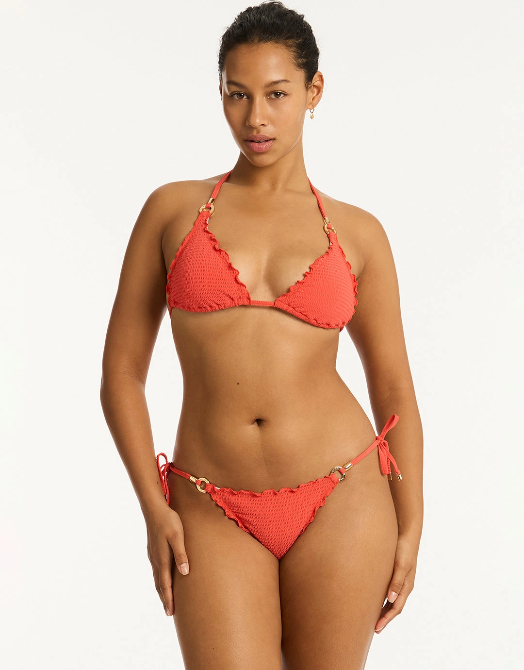 Messina Halter Slide Tri Bikini Top - Flame