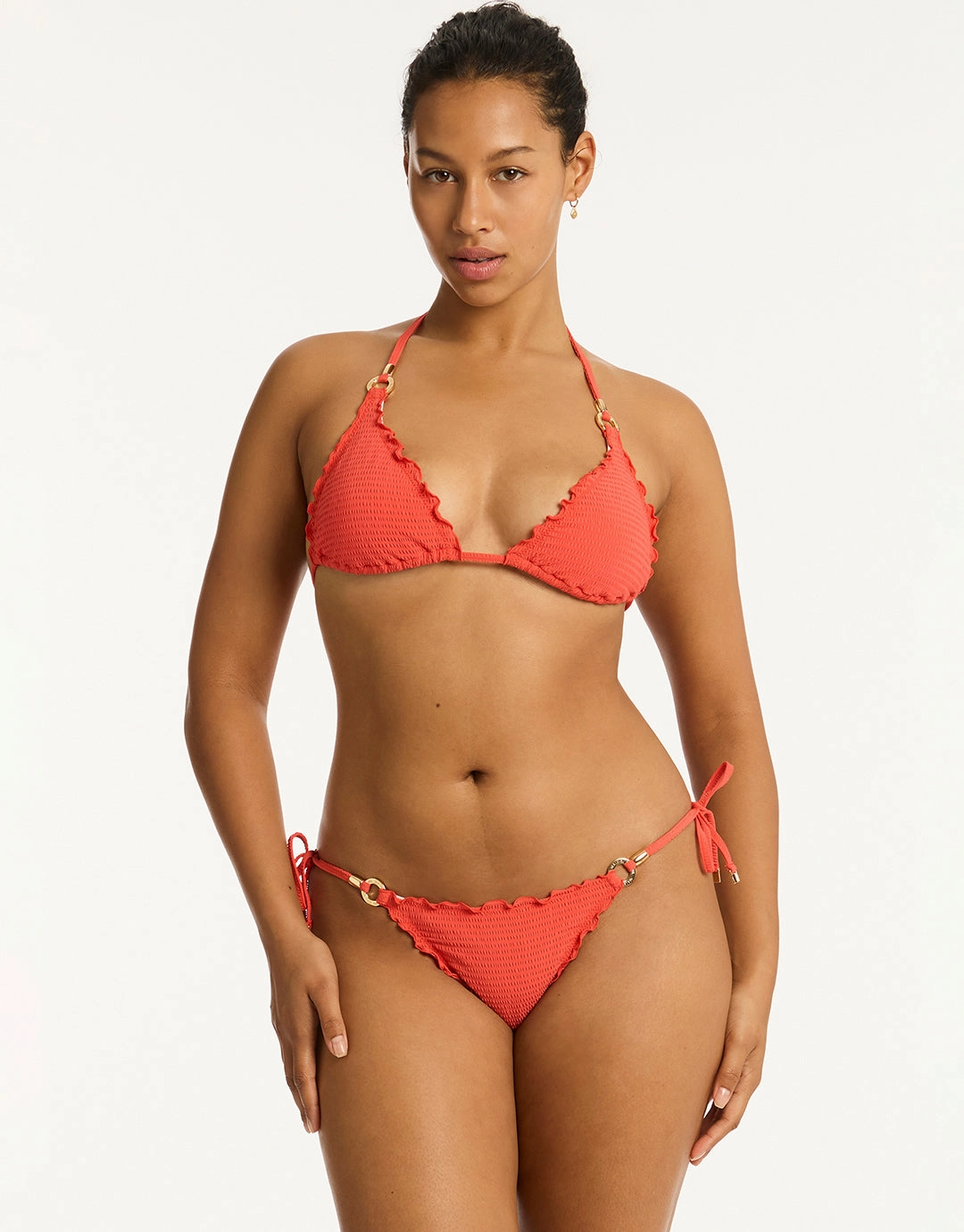 Messina Halter Slide Tri Bikini Top - Flame