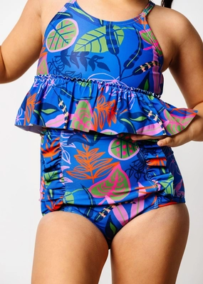 Midnight Jungle | Mini Down in Front Ruffle Bottoms