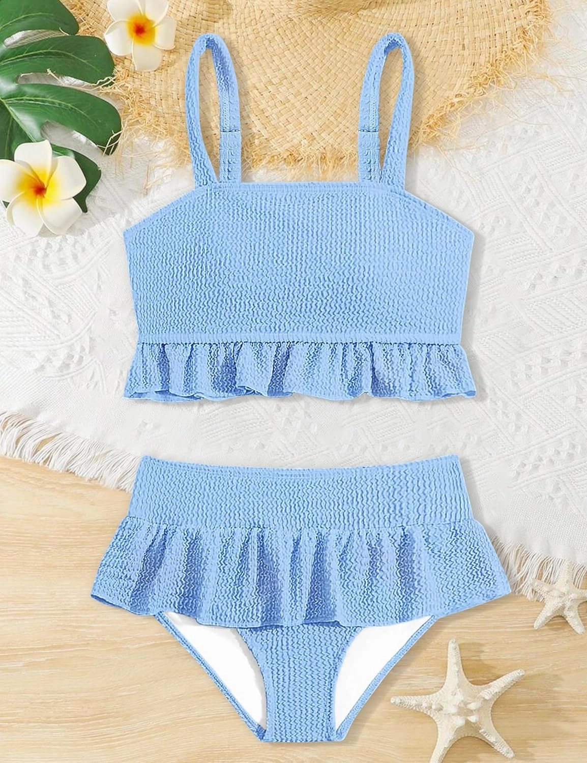Migu Girls Swimsuits with Ruffled Hem Cute Bikini 2 Piece Bathing Suits for Girls Swimwear