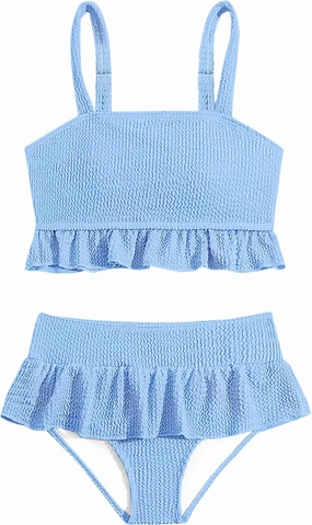 Migu Girls Swimsuits with Ruffled Hem Cute Bikini 2 Piece Bathing Suits for Girls Swimwear