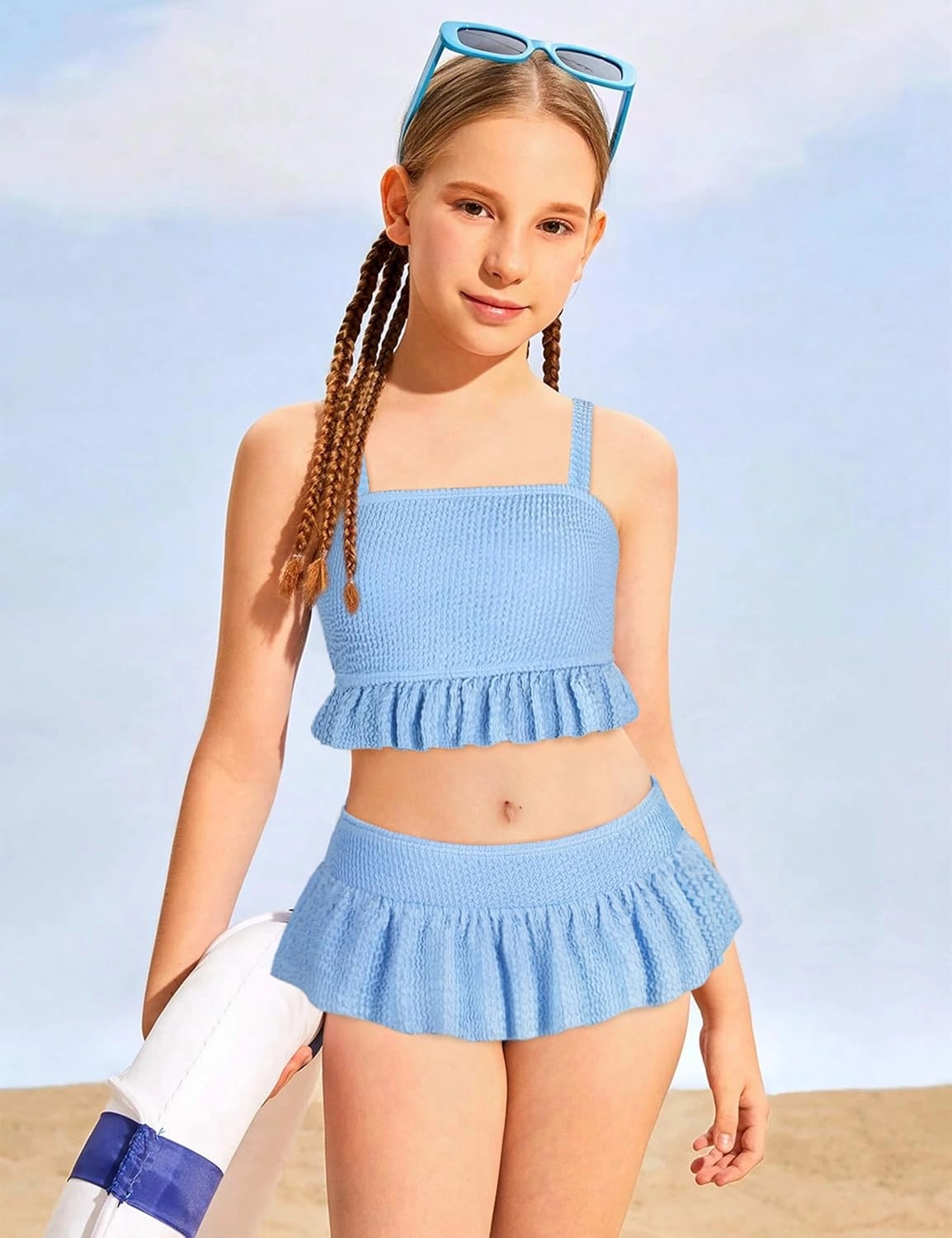 Migu Girls Swimsuits with Ruffled Hem Cute Bikini 2 Piece Bathing Suits for Girls Swimwear
