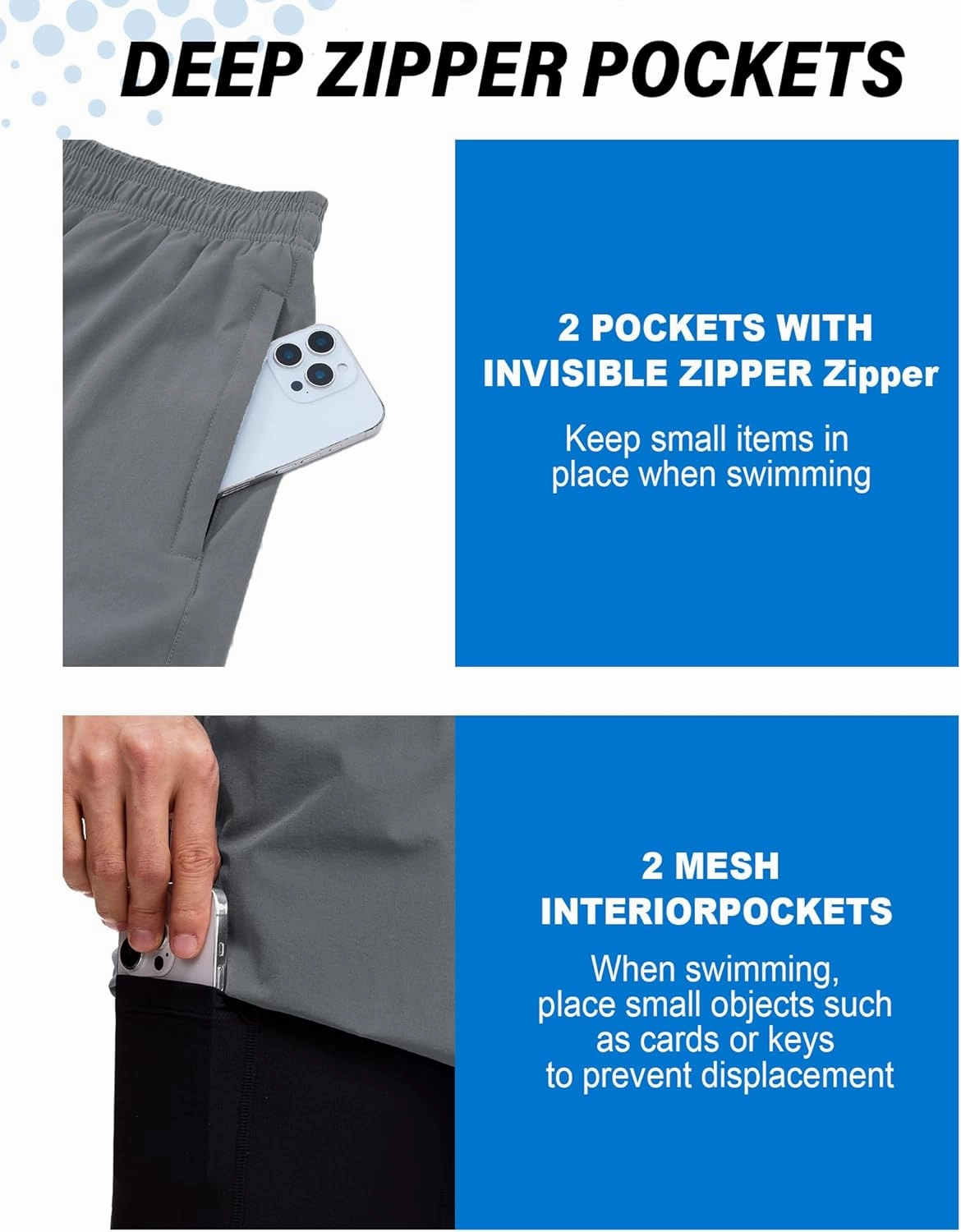 Milin Naco Swim Trunks 9 Inch Compression Liner 2 in 1 Quick Dry Swimming Shorts with Zip Pockets Drawstring Bathing Suits