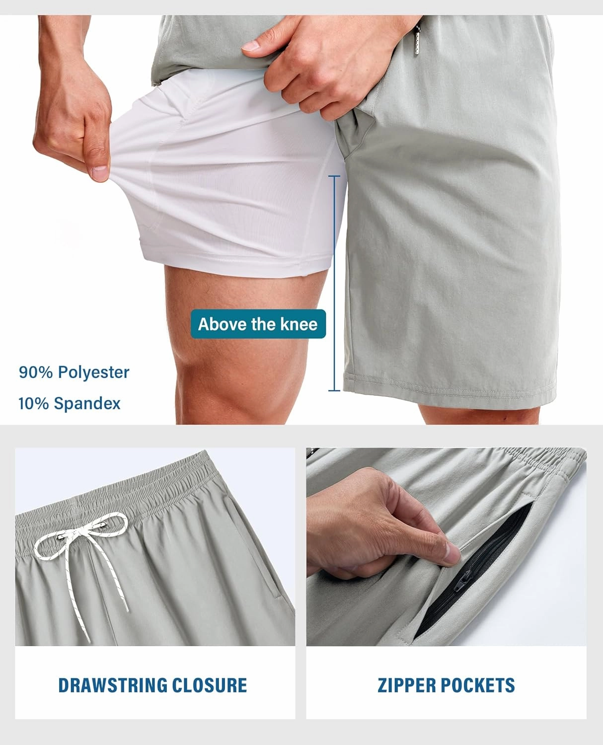 Milin Naco Swim Trunks 9 Inch Compression Liner 2 in 1 Quick Dry Swimming Shorts with Zip Pockets Drawstring Bathing Suits