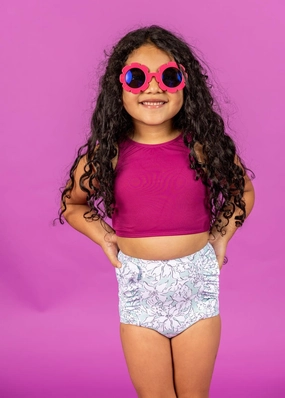 Mint Flowers | Mini Down in Front Ruffle Bottoms