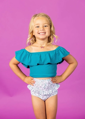 Mint Flowers | Mini Mid-Ruffle Bottoms