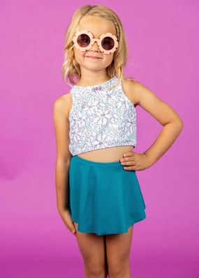 Mint Flowers | Mini Racer Back Top