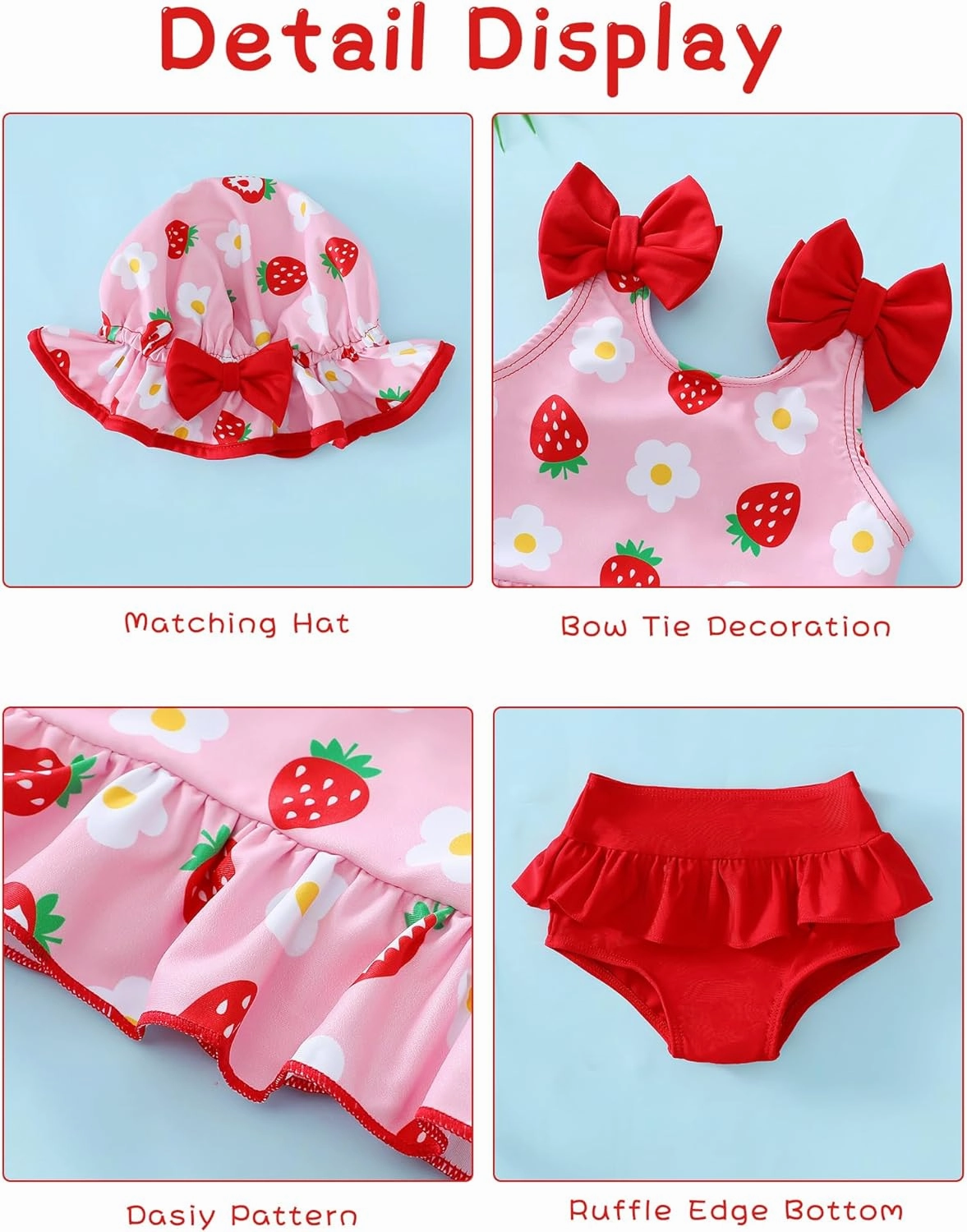 Mioglrie Baby Infant Swimsuit Girl Toddler Bathing Suit Girl Summer Beach Bikini Tankini Swimwear Hat 3-24 Months 2t-5t