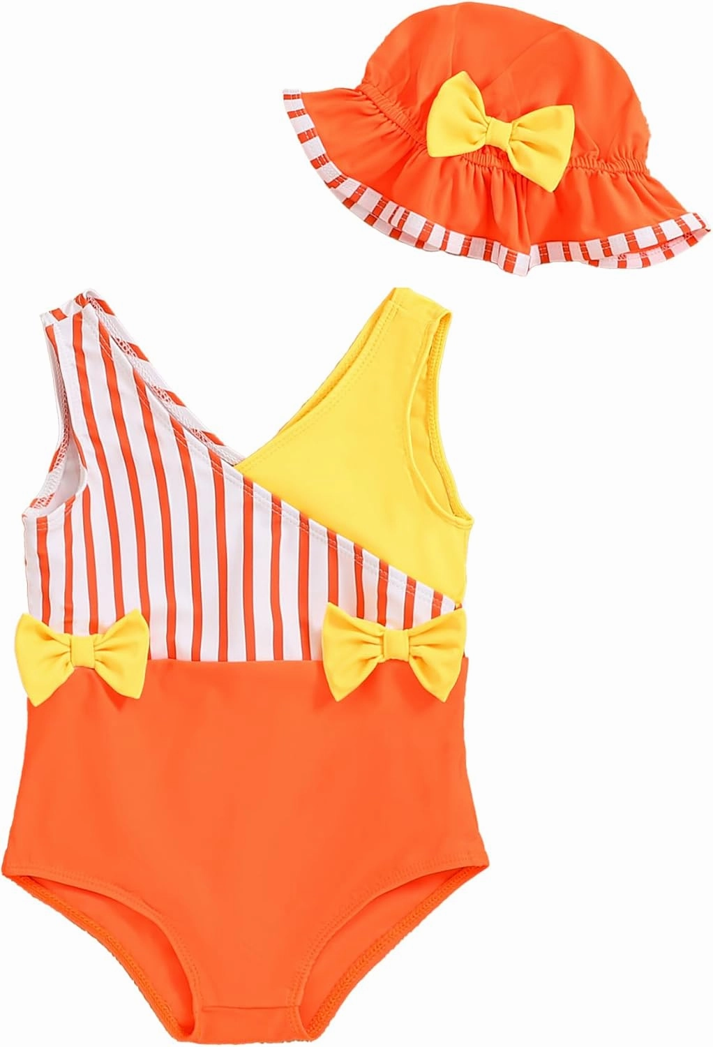 Mioglrie Toddler Girl Swimsuit One Piece Little Girls Bathing Suit Ruffle Swimsuit Girls Color Block Swimwear