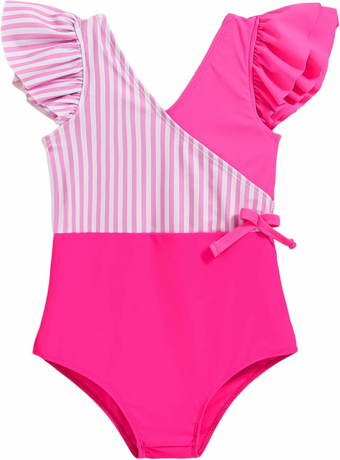 Mioglrie Toddler Girl Swimsuit One Piece Little Girls Bathing Suit Ruffle Swimsuit Girls Color Block Swimwear
