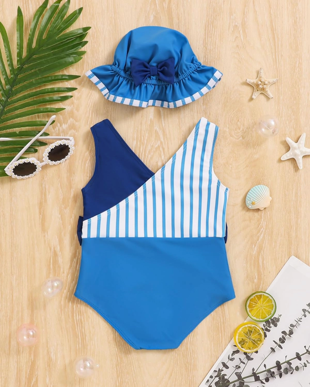 Mioglrie Toddler Girl Swimsuit One Piece Little Girls Bathing Suit Ruffle Swimsuit Girls Color Block Swimwear