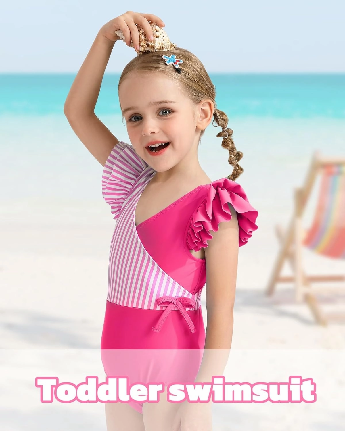 Mioglrie Toddler Girl Swimsuit One Piece Little Girls Bathing Suit Ruffle Swimsuit Girls Color Block Swimwear