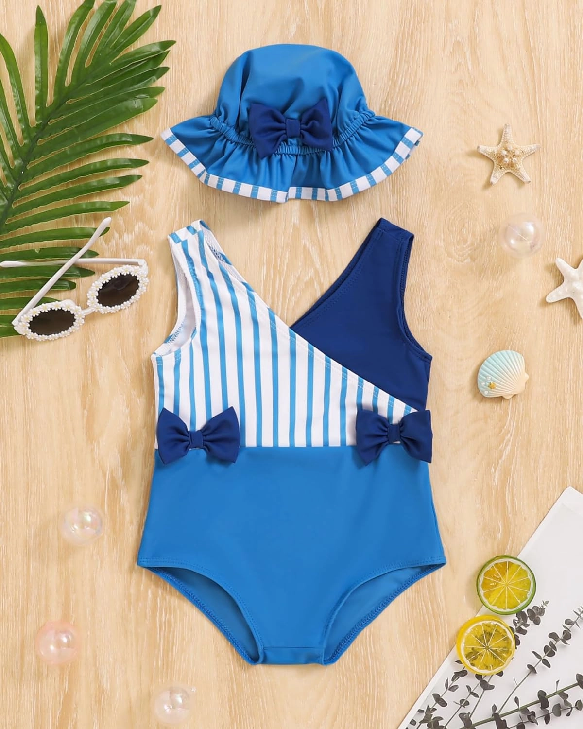 Mioglrie Toddler Girl Swimsuit One Piece Little Girls Bathing Suit Ruffle Swimsuit Girls Color Block Swimwear