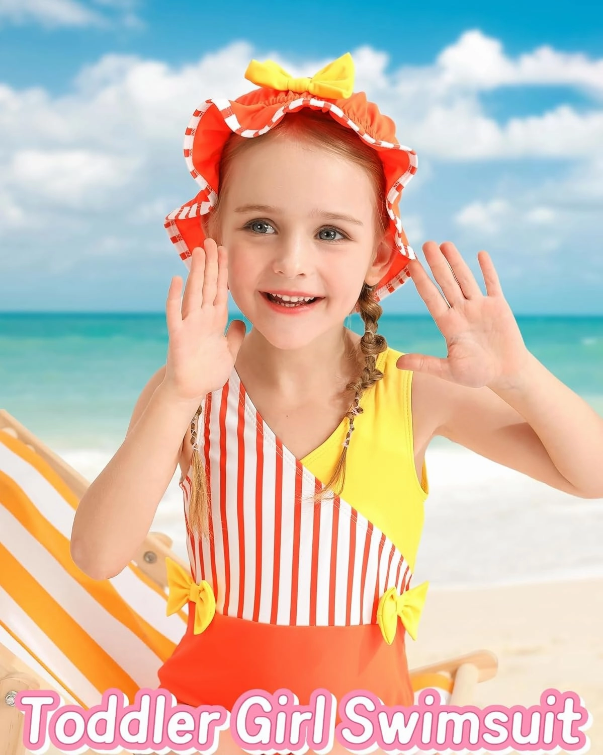 Mioglrie Toddler Girl Swimsuit One Piece Little Girls Bathing Suit Ruffle Swimsuit Girls Color Block Swimwear