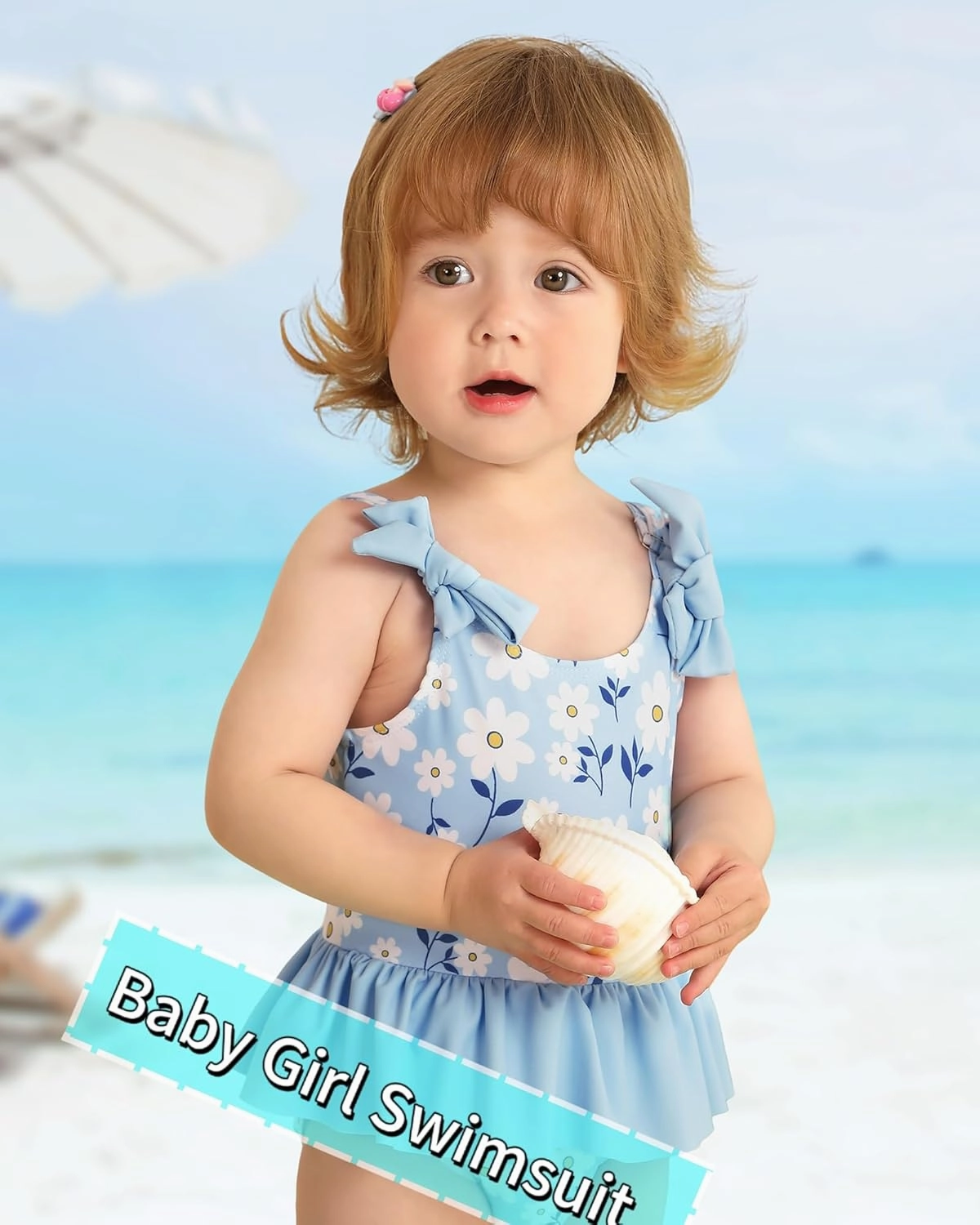 Mioglrie Toddler Girls Swimsuits Baby Bathing Suit Girl One Piece Shoulder Strap Ruffle Swimwear