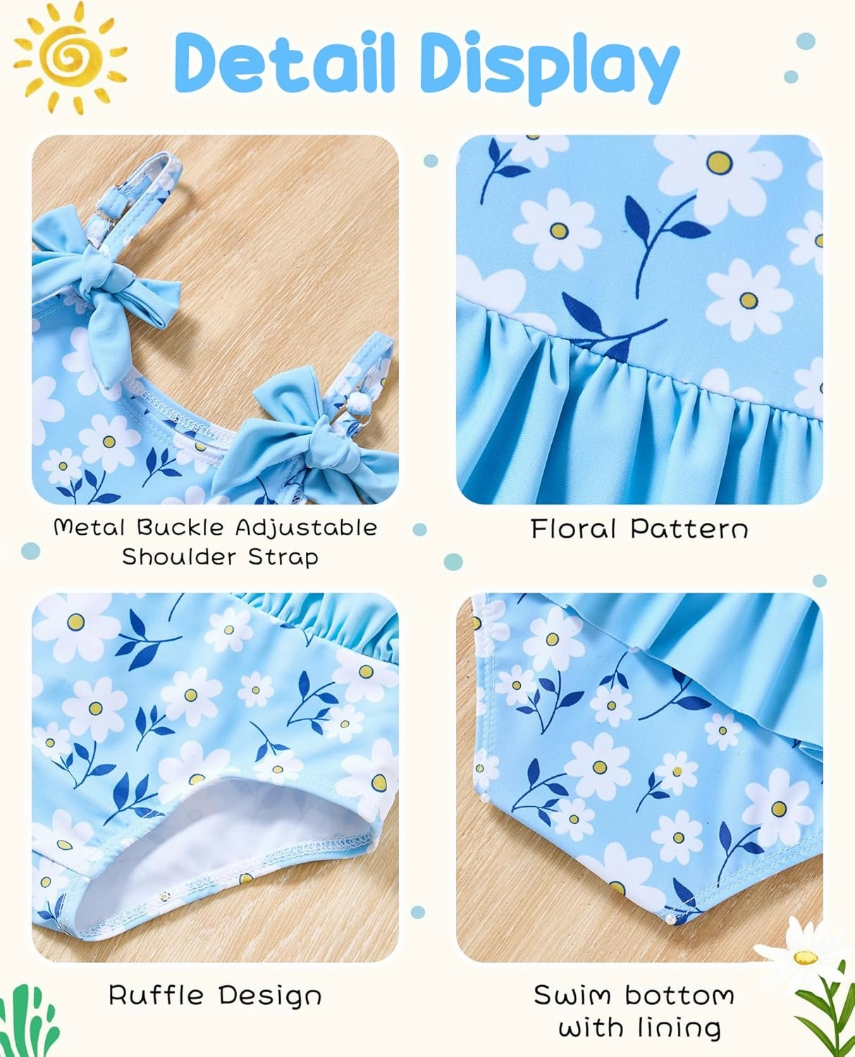 Mioglrie Toddler Girls Swimsuits Baby Bathing Suit Girl One Piece Shoulder Strap Ruffle Swimwear